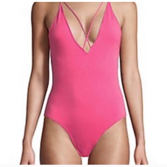 2 Sam Edelman Crisscross Bodysuits M | Pink & Navy Lace-Up One Piece Bundle NWT - Picture 2 of 6